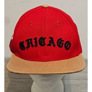 Pro Standard Chicago Bulls NBA Leather Bill Basketball Hat Cap Strapback Red‎